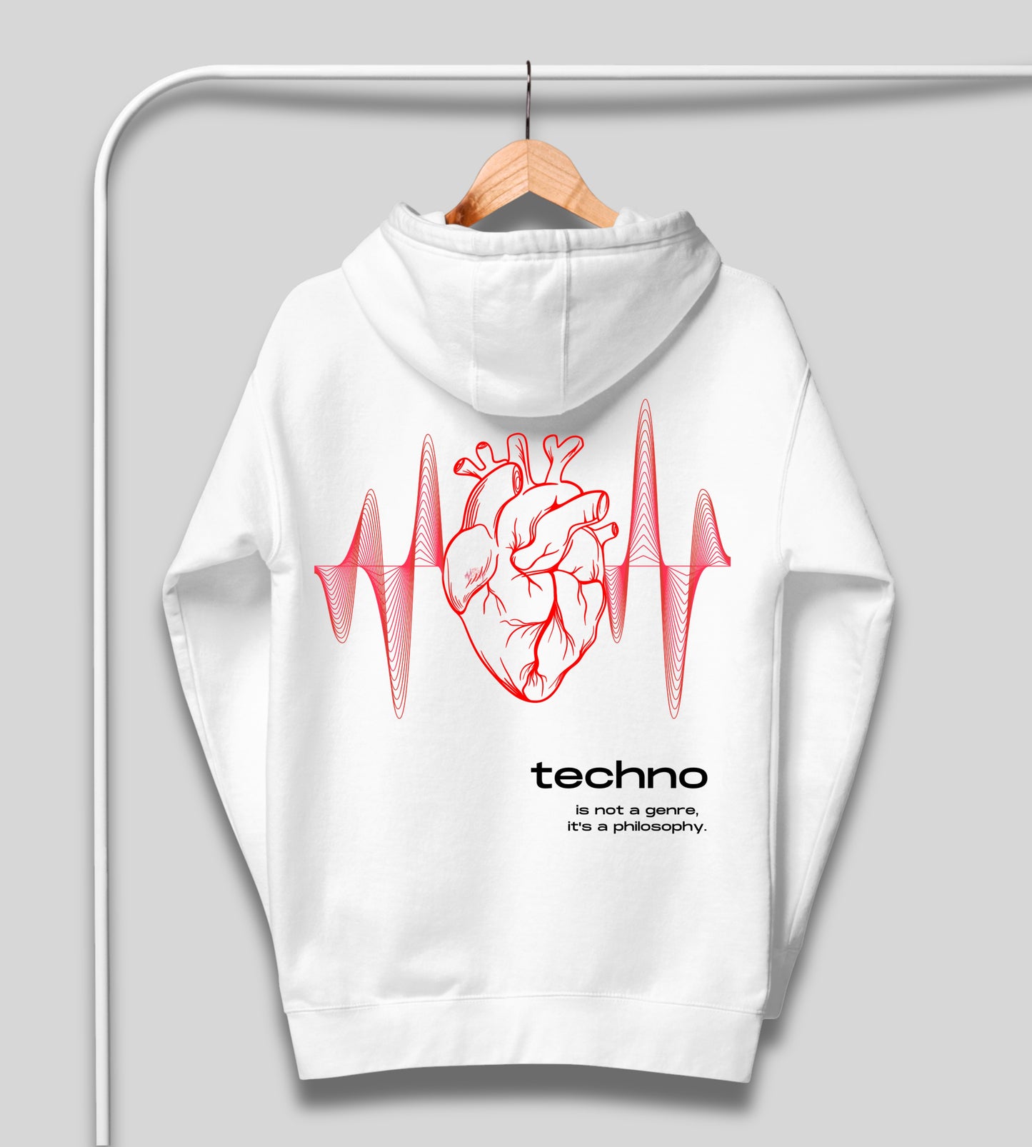 Techno Vibes Kapuzenpullover in Weiß